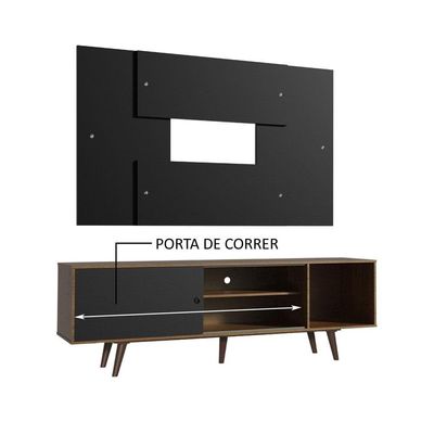 "Rack Dubai com Pés e Painel Tv até 58"" Rustic/preto Madesa"