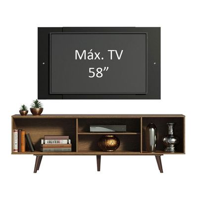 "Rack Dubai com Pés e Painel Tv até 58"" Rustic/preto Madesa"