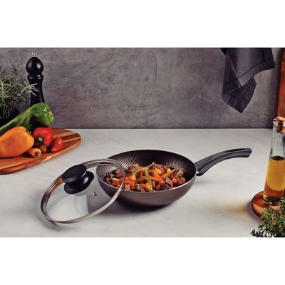 Frigideira Funda Tramontina Paris em Alumínio 26 cm 2,9 L Antiaderente Starflon Max Grafite com Tampa de Vidro