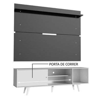 "Rack Dubai e Painel Tv até 65"" com Pés Branco/preto Madesa"