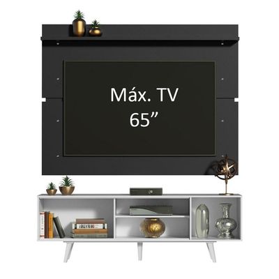 "Rack Dubai e Painel Tv até 65"" com Pés Branco/preto Madesa"