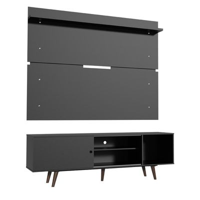 "Rack Dubai e Painel para TV até 65"" Preto e Rustic Madesa"