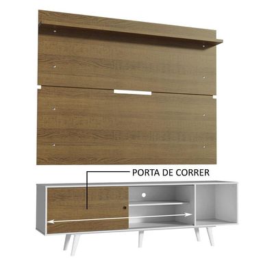 "Rack Dubai e Painel Tv até 65"" com Pés Branco/rustic Madesa"