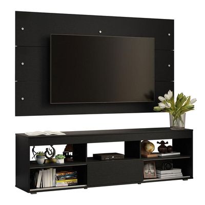Rack Com Painel Para Tv Até 65 Polegadas Preto Madesa Preto