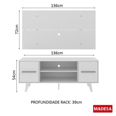 "Rack e Painel para TV até 50"" Copenhagen Branco Madesa"