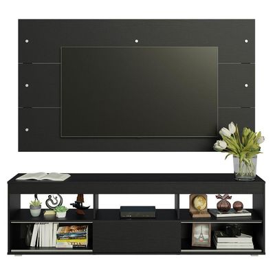 Rack Com Painel Para Tv Até 65 Polegadas Preto Madesa Preto