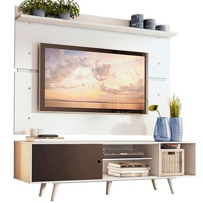 "Rack Dubai e Painel Tv até 65"" com Pés Branco/preto Madesa"