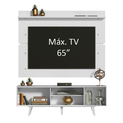 "Rack Dubai e Painel Tv até 65"" com Pés Branco/preto Madesa"