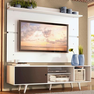 "Rack Dubai e Painel Tv até 65"" com Pés Branco/preto Madesa"
