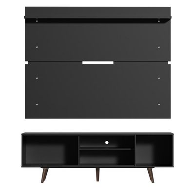 "Rack Dubai e Painel para TV até 65"" Preto e Rustic Madesa"