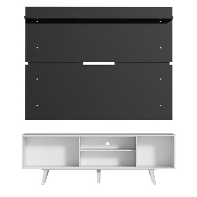 "Rack Dubai e Painel Tv até 65"" com Pés Branco/preto Madesa"