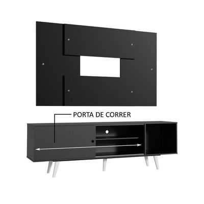 "Rack Dubai com Pés e Painel Tv até 58"" Preto Madesa"