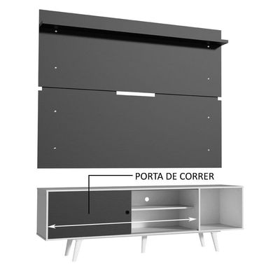 "Rack Dubai e Painel Tv até 65"" com Pés Branco/preto Madesa"