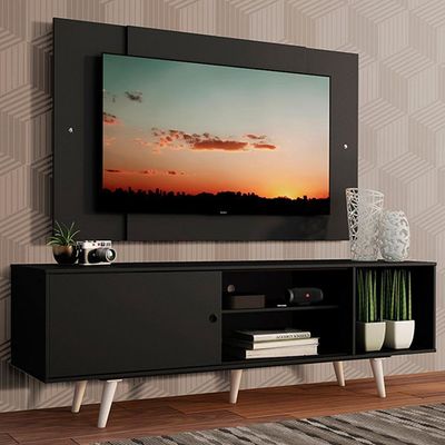 "Rack Dubai com Pés e Painel Tv até 58"" Preto Madesa"