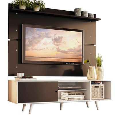 "Rack Dubai e Painel Tv até 65"" com Pés Branco/preto Madesa"