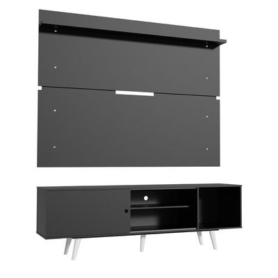 "Rack Dubai e Painel para TV até 65"" Preto e Branco Madesa"