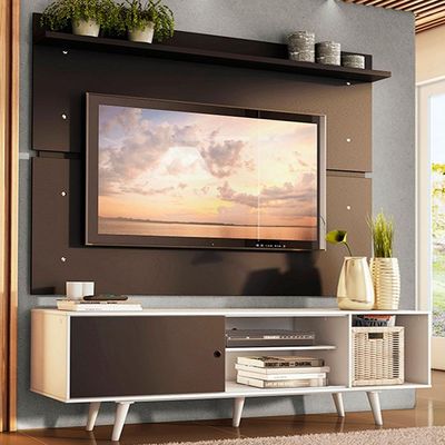 "Rack Dubai e Painel Tv até 65"" com Pés Branco/preto Madesa"