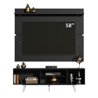 "Rack Dubai e Painel para TV até 65"" Preto e Branco Madesa"