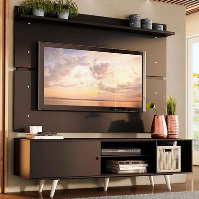 "Rack Dubai e Painel para TV até 65"" Preto e Branco Madesa"