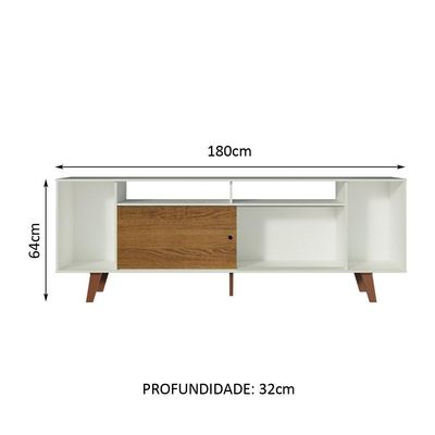 "Rack Cancun para TV até 65"" com Pés Branco/Rustic Madesa"