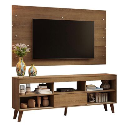 Rack Com Painel Para Tv Até 65 Polegadas Com Pés Rustic Texas Madesa Rustic