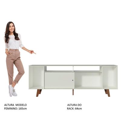 "Rack Cancun para TV até 65"" com Pés Branco/Rustic Madesa"