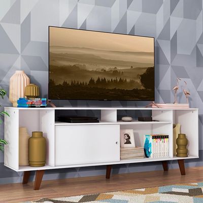 "Rack Cancun para TV até 65"" com Pés Branco/Rustic Madesa"
