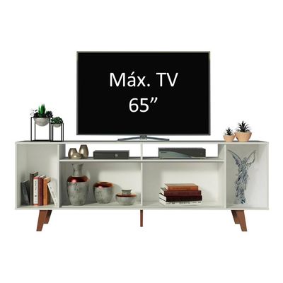 "Rack Cancun para TV até 65"" com Pés Branco/Rustic Madesa"
