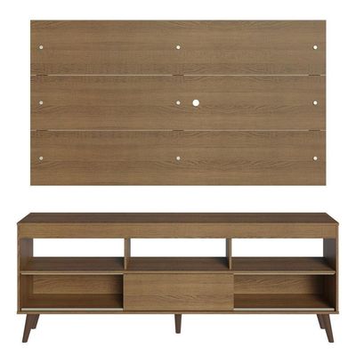 Rack Com Painel Para Tv Até 65 Polegadas Com Pés Rustic Detroit Madesa Rustic