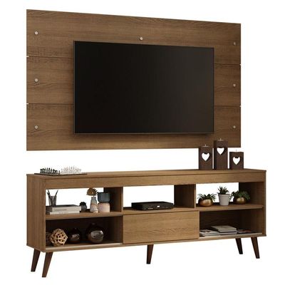 Rack Com Painel Para Tv Até 65 Polegadas Com Pés Rustic Detroit Madesa Rustic