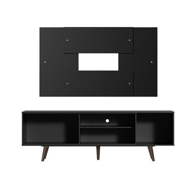 "Rack Dubai com Pés e Painel Tv até 58"" Preto/rustic Madesa"
