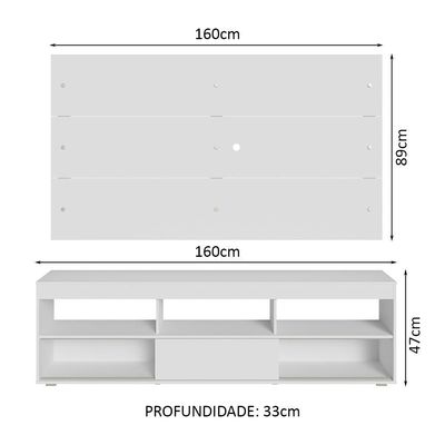 Rack Com Painel Para Tv Até 65 Polegadas Branco Orlando Madesa Branco