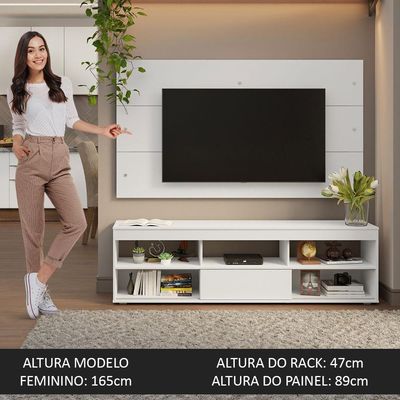 Rack Com Painel Para Tv Até 65 Polegadas Branco Orlando Madesa Branco