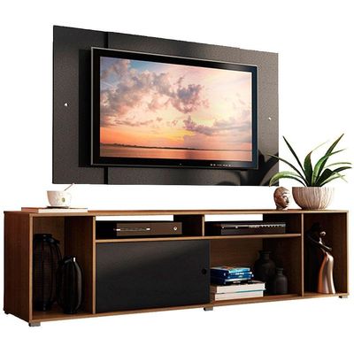 "Rack Cancun e Painel Tv até 58"" Rustic/preto Madesa"