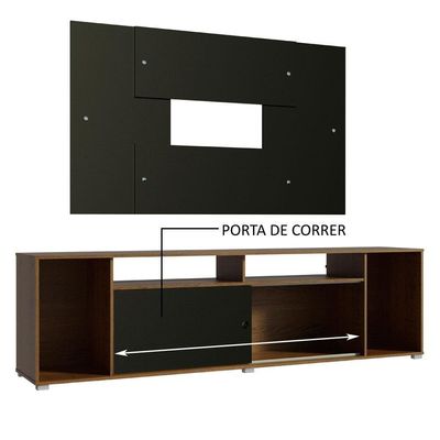 "Rack Cancun e Painel Tv até 58"" Rustic/preto Madesa"