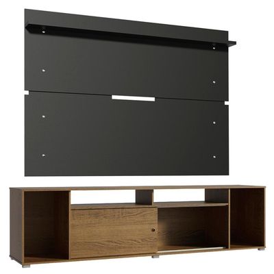"Rack Cancun e Painel para TV até 65"" Rustic/Preto Madesa"