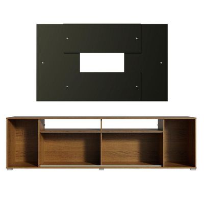 "Rack Cancun e Painel Tv até 58"" Rustic/preto Madesa"