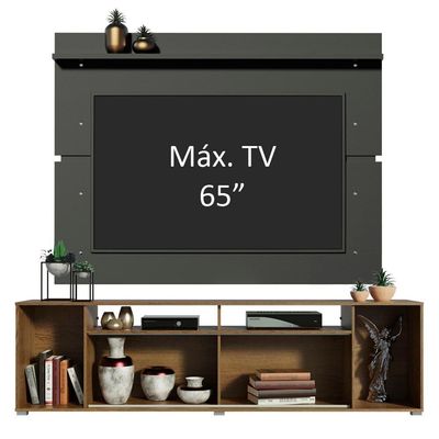 "Rack Cancun e Painel para TV até 65"" Rustic/Preto Madesa"
