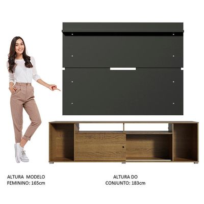 "Rack Cancun e Painel para TV até 65"" Rustic/Preto Madesa"