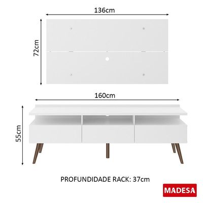 Rack e Painel para TV Londres Branco Madesa