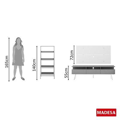 Rack Londres com Estante Escada e Painel para TV Madesa