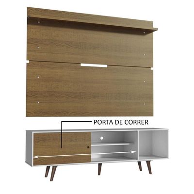 "Rack Dubai e Painel Tv Até 65"" com Pés Branco/rustic Madesa"