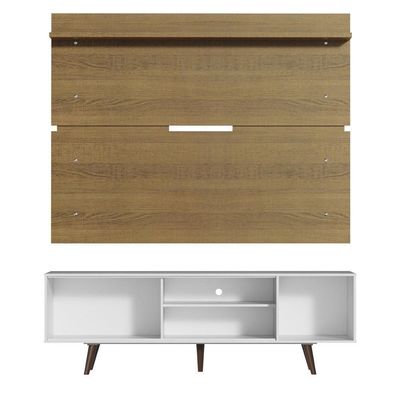 "Rack Dubai e Painel Tv Até 65"" com Pés Branco/rustic Madesa"