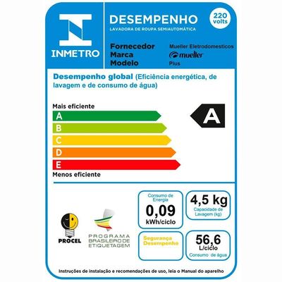 Lavadora Semiautomática Plus 4.5kg 127v Branco 127v