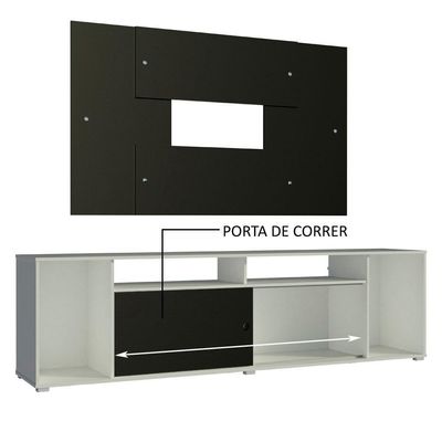 "Rack Cancun e Painel Tv até 58"" Branco/preto Madesa"