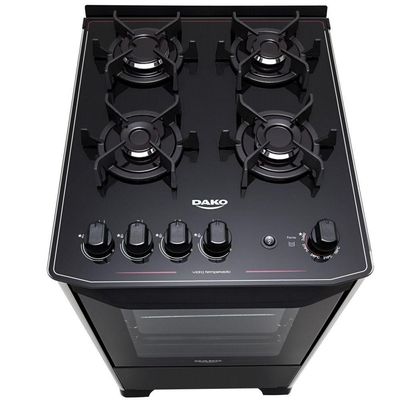 Fogão 4 Bocas Dako Magister Preto com Mesa de Vidro e Tripla Chama Bivolt