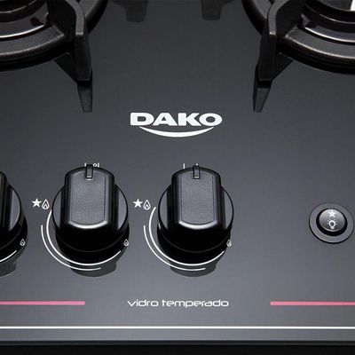 Fogão 4 Bocas Dako Magister Preto com Mesa de Vidro e Tripla Chama Bivolt