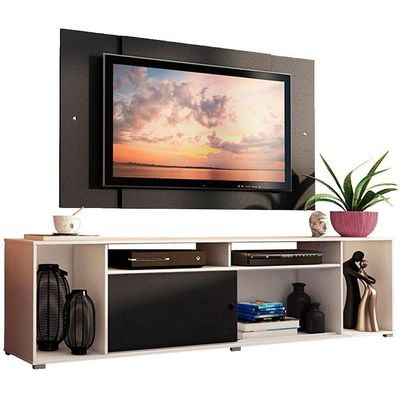 "Rack Cancun e Painel Tv até 58"" Branco/preto Madesa"