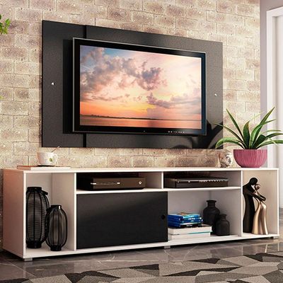 "Rack Cancun e Painel Tv até 58"" Branco/preto Madesa"