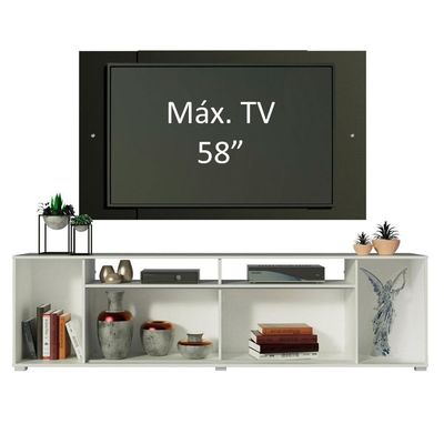 "Rack Cancun e Painel Tv até 58"" Branco/preto Madesa"